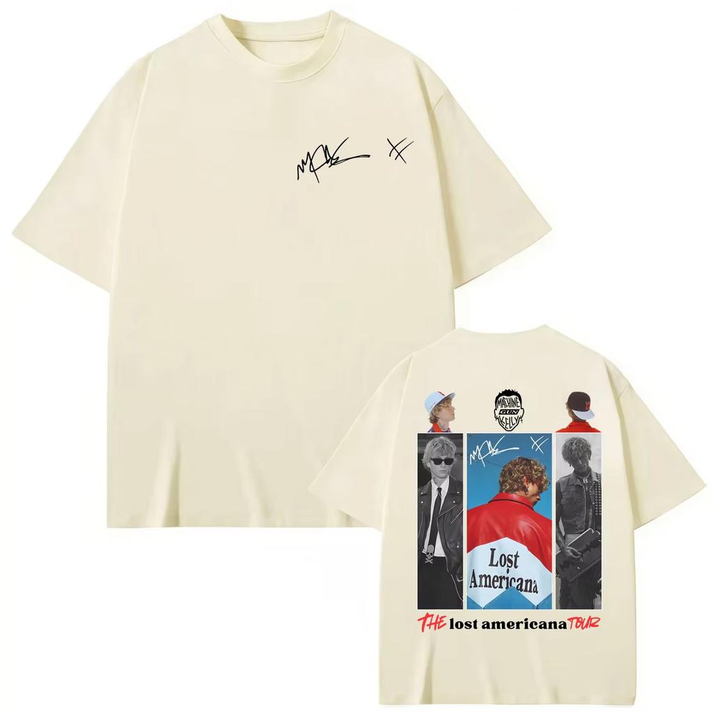 MGK Lost Americana Tour 2026 Графические футболки Мужские Женские Мода Хип-хоп Футболки Весна-Лето Повседневная Хлопок С коротким рукавом Топ