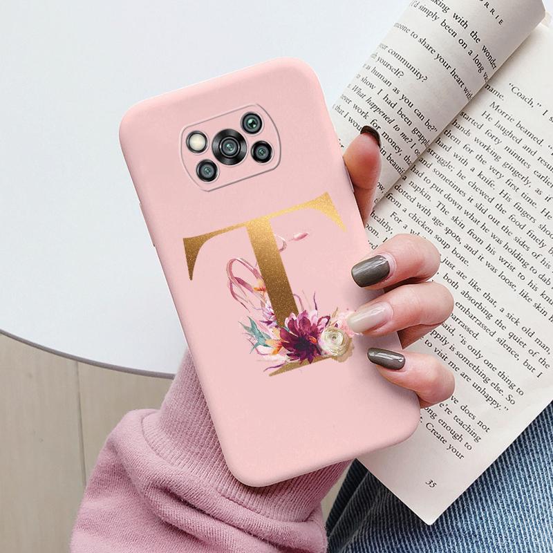 Чехол-буклет для Poco X3 NFC PocoX3 Pro Задняя крышка Ретро Цветы Розовый Черный Мягкий ТПУ Чехол с инициалами Для Xiaomi Poco X 3 Pro