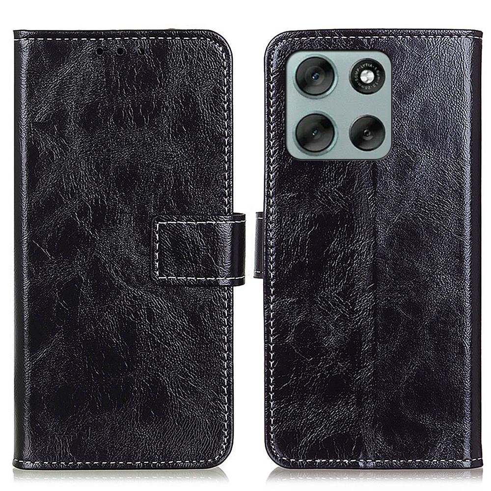 For Motorola Moto G56 5G Case Wallet Leather Phone Cover Crazy Horse Texture