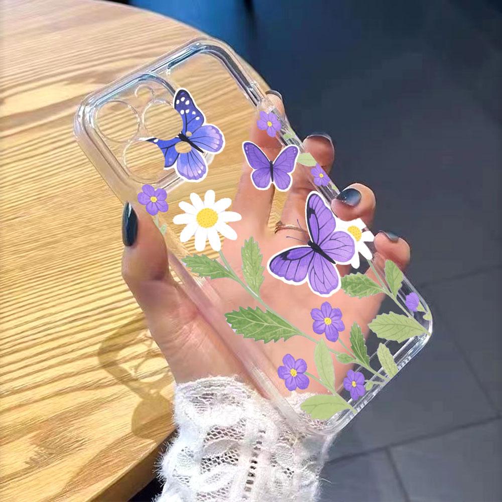 Purple Butterflies Flowers Phone Case for Xiaomi Redmi Note 15 14 13 12 11 10 9 8 7 Pro Plus Soft Shockproof Protective Cover