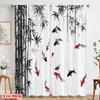 2pcs,2D Plane Printing Curtains&Window Treatment Koi and Bamboo Harmony Versatile Polyester (without Rod) Decorations Inside