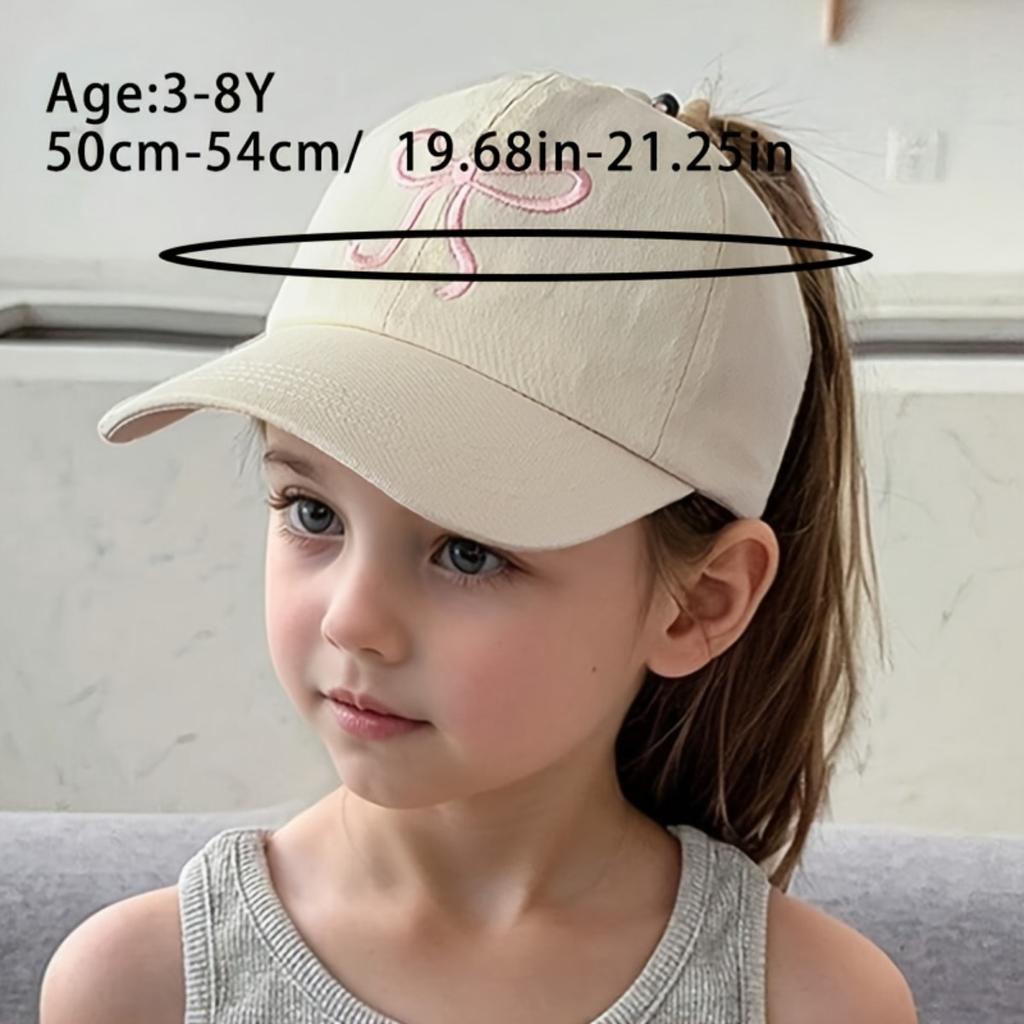 Комплект из 1 детской шапки, летние пустые цилиндры, детские шапочки с язычком утки, шляпы от солнца с вышитым бантом для девочек, бейсболки с завязанным хвостиком