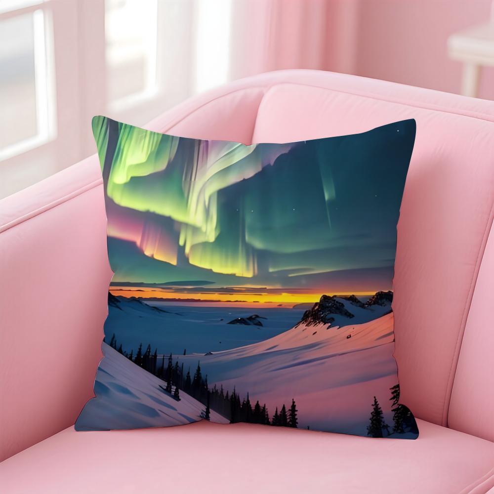 Dreamy And Beautiful Arctic Aurora Cushion Cover Pillow Case Soft Skin Friendly Fabric Concealed Zipper