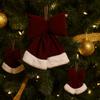 Flocking Christmas Tree Bowknot Wine Red Bowknot Hanging Ornament  Mall Atmosphere