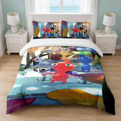 Pikmin Bedroom 3Pcs Bedding Set Soft Bed Sheet Pillowcases Home Bedding Decoration