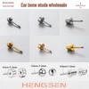 Henson Titanium Steel Cartilage Stud Earrings with Screw Bar and Ball Disc Back