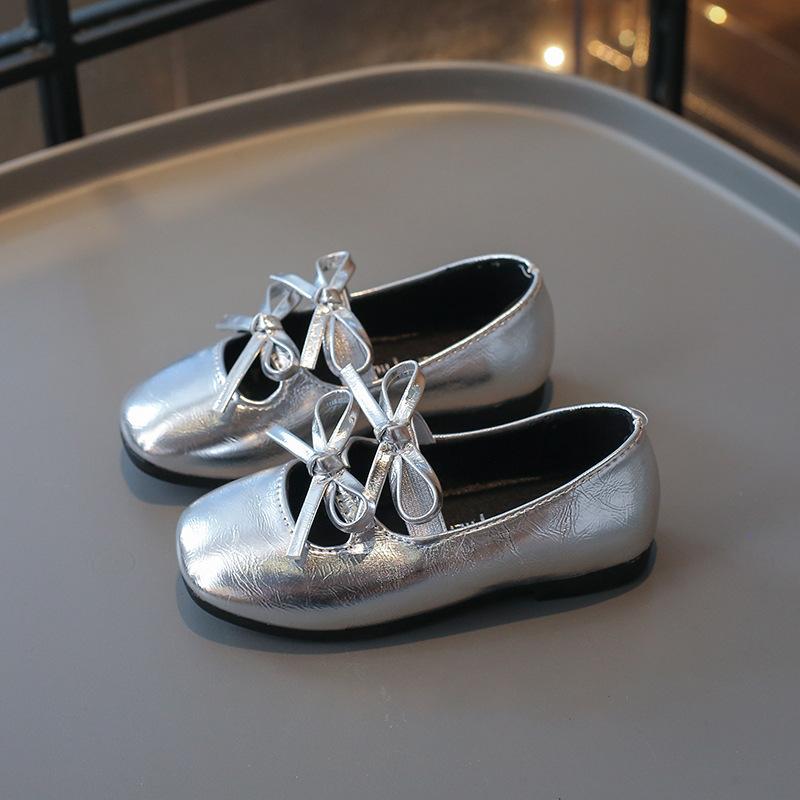 Girls' Korean-style fashion bow-tie leather shoes, new spring and autumn Mary Jane ballet princess shoes, loafers