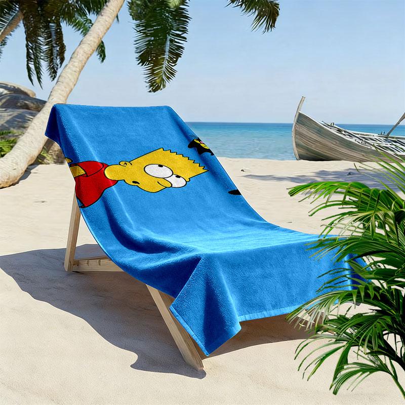 Bart Simpson The Simpsons Print Beach Towel, Large Soft Quick Dry Towel for Beach Camping Swimming