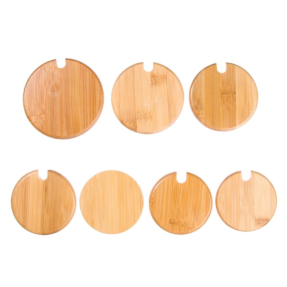 Wood Wide Mouth Can Mason Jar Cap Mug Cover Wooden Lids Lid With Spoon Hole Seasoning Bottle Caps