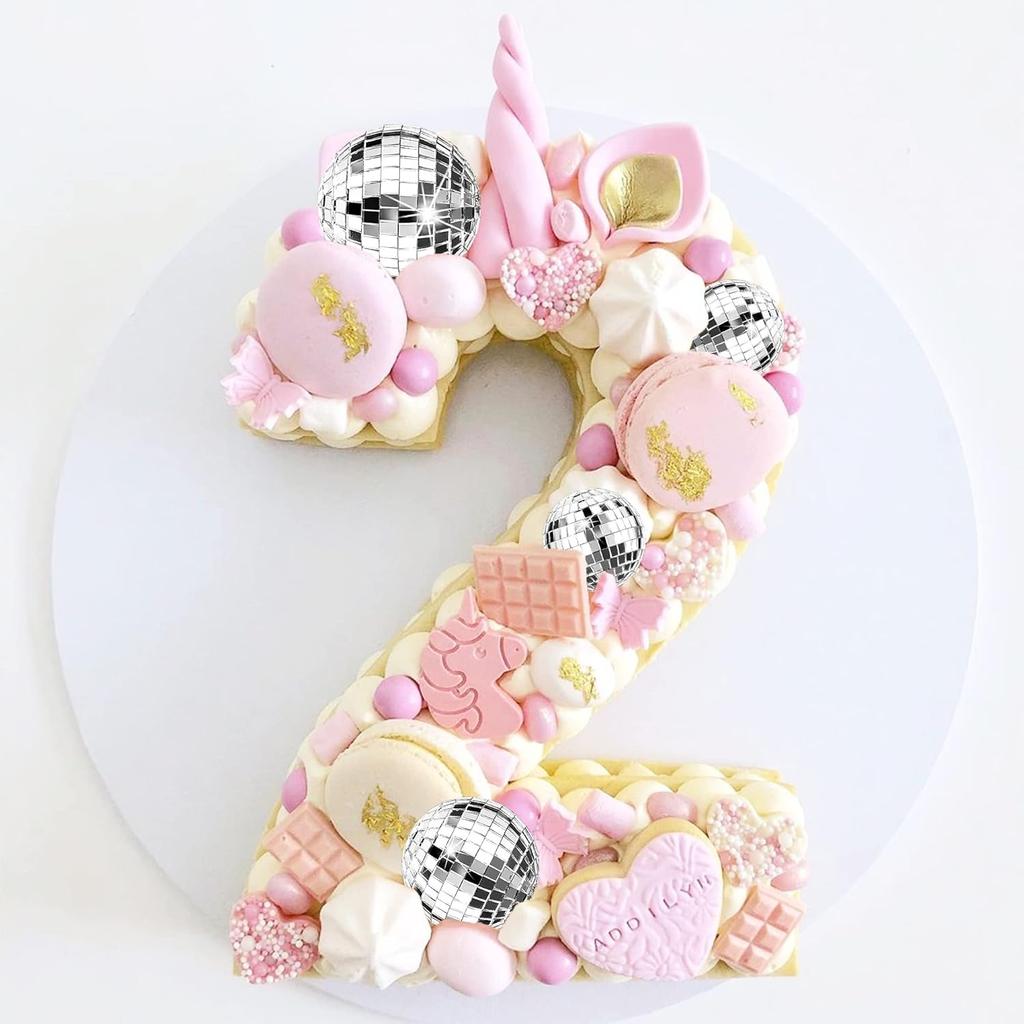 4 шт. топперы для торта в виде диско-шаров, 3 размера мини-серебристые диско-шары для девичника, декор для дня рождения в стиле 70-х «Космический ковбой»