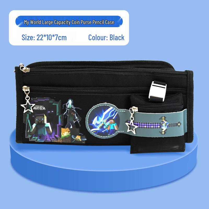 Пенал "Мир Стива" для учеников начальной школы с кошельком для монет и милым подвесом-амулетом