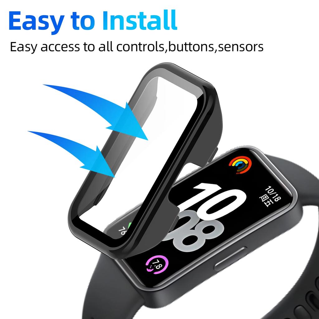 Стекло+Чехол для Huawei Band 10 9 8 Защитное стекло для экрана и Жесткий ПК Защитный бампер для Huawei Band10/9/8 Аксессуары