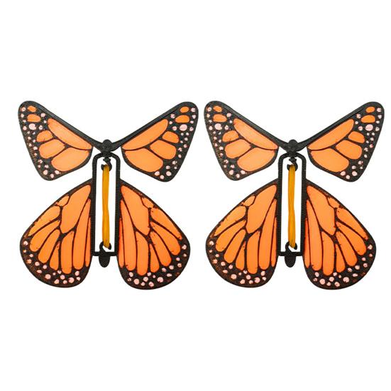 Заводная порхающая игрушка-бабочка, летающие закладки-бабочки с механизмом на резинке, цветные крылышки из картона