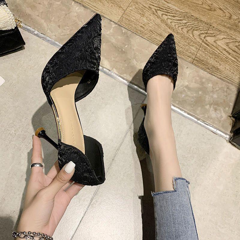High Heels Women's New Spring and Summer Pointed Head Thin Heel Hollow Girl Single Shoes Femininity Small Fresh Women's Shoes