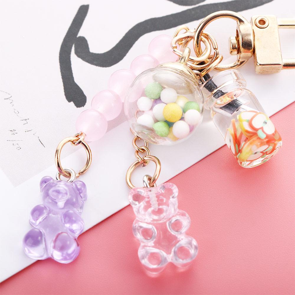 Girls Cute Acrylic Bag Pendant Candy Women Fashion Accessories Key Ring Keyholder Bear Key Chain