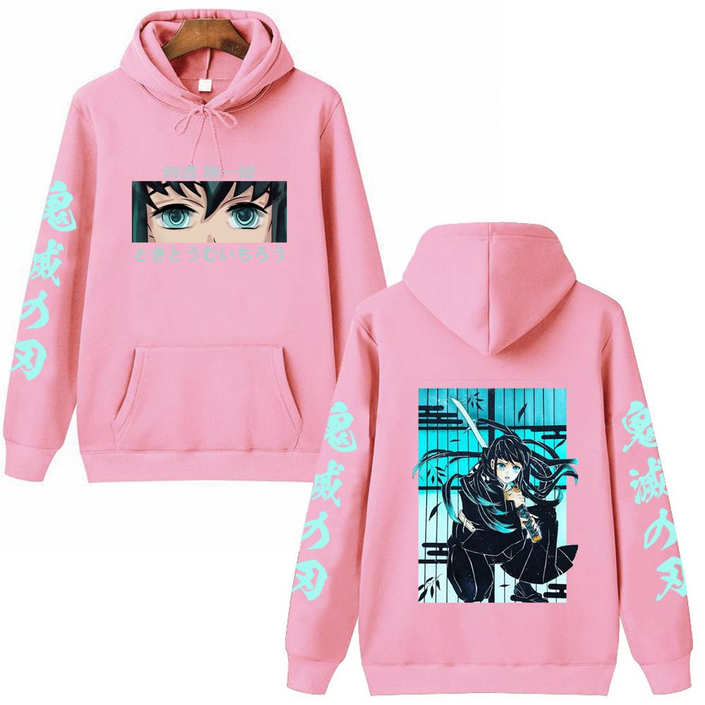 Anime Demon Slayer Muichiro Tokito Hoodies Pullovers Sweatshirts Muichiro Tokito Graphic Printed Tops Casual Hip Hop Streetwear
