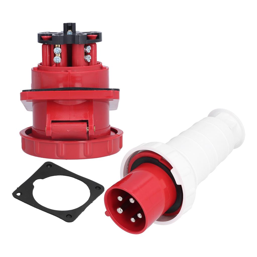 Industrial Plug Socket 5 Pin 3 Phase Power Connector IP67 Waterproof 380415V 63A 3P+N+E