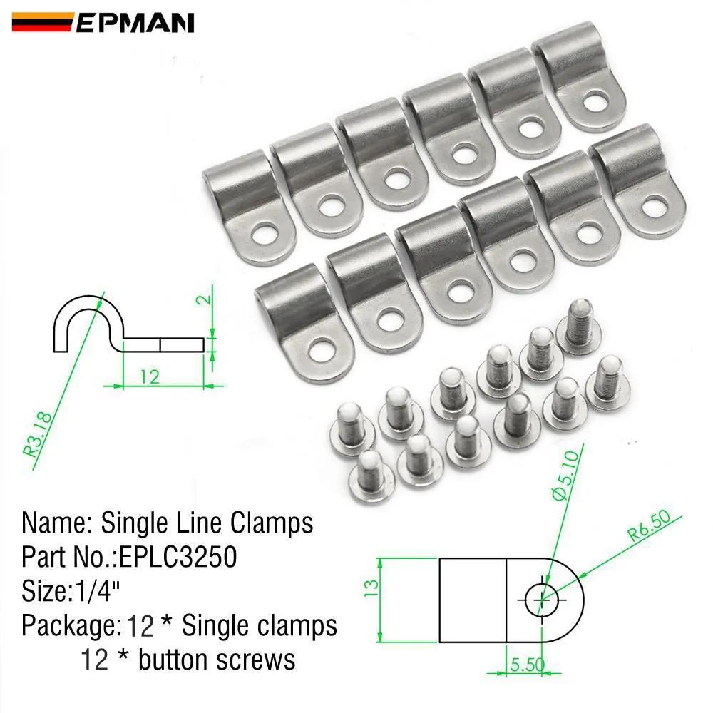 EPMAN Single Line Clamp Fuel Line Clamps 3/8"&3/16"& 1/4" SS 1 Pack Suit Fuel, Air, Electrical, Brake, Lines Etc EPLC3187