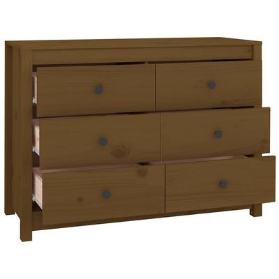 Side Table Cabinet Honey Brown 100 X 40 X 72 Cm Solid Pine Wood