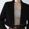 Women S Beige Short Loose Fit Casual Blazer Jacket