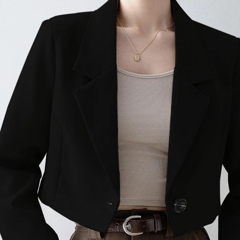 Women S Beige Short Loose Fit Casual Blazer Jacket