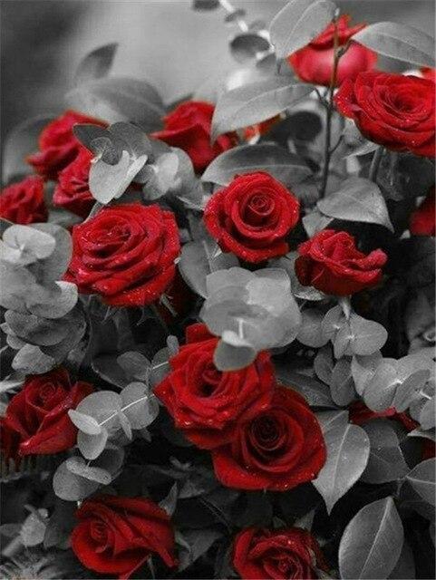 5D алмазная живопись роза Алмазная вышивка черно-белая мозаика картина из горного хрусталя украшение дома подарок