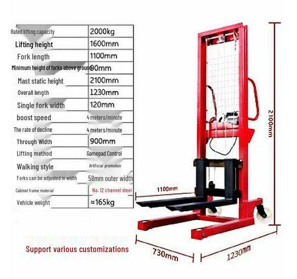 Manual Hydraulic Forklift Stacker: 1, 2, 3 Ton Capacity, Full/Semi-Electric, Hand Push