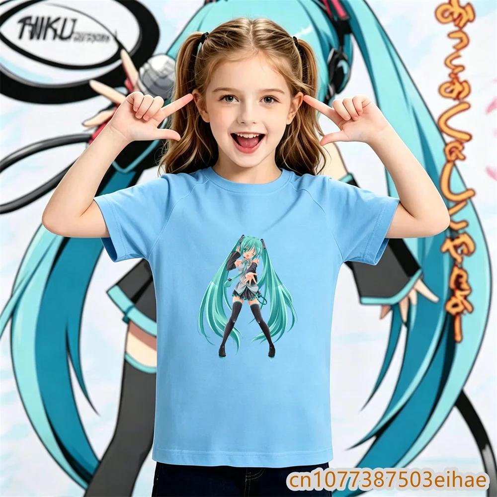 Hatsune Miku Anime Future Peripheral Collaboration Pure Cotton COS Anime Cartoon Printed Boy and Girl New Casual Tshirt
