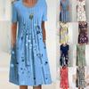 Women Loose Summer Floral Vintage Sexy Ruffles Pocket Dress