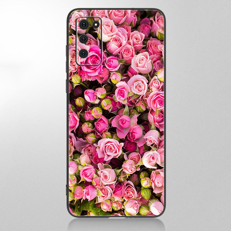 Чехол для телефона с красным цветком розы для Samsung Galaxy A12 A02S A22 A32 A52 A72 A71 A51 A41 A31 A21 A11 A50 A70 A10S A20S, черный чехол