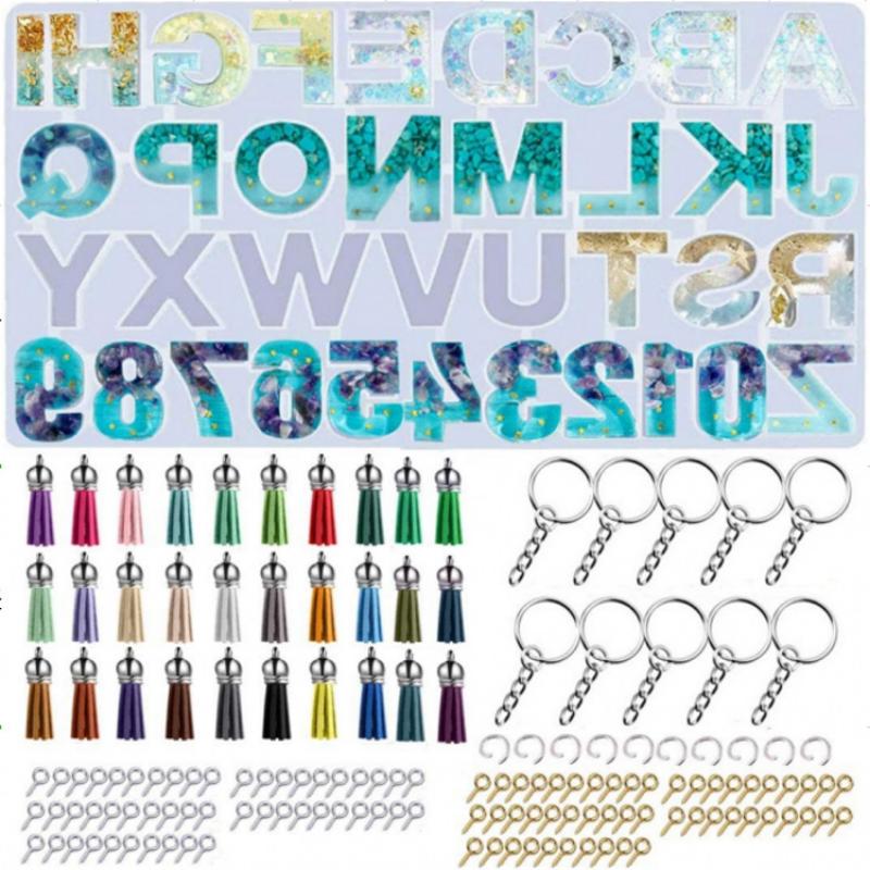 186 Pieces Silicone Resin Casting Molds Starter Kit , Alphabet Number Molds for Resin Casting, DIY Crystal Glue Jewelry Mold Set
