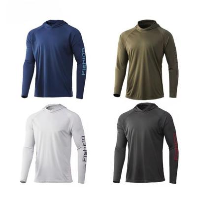 Mens Lightweight Hooded Fishing Shirt UPF 50 Sun Protection Long Sleeve Quick Dry Outdoor Angling Apparel