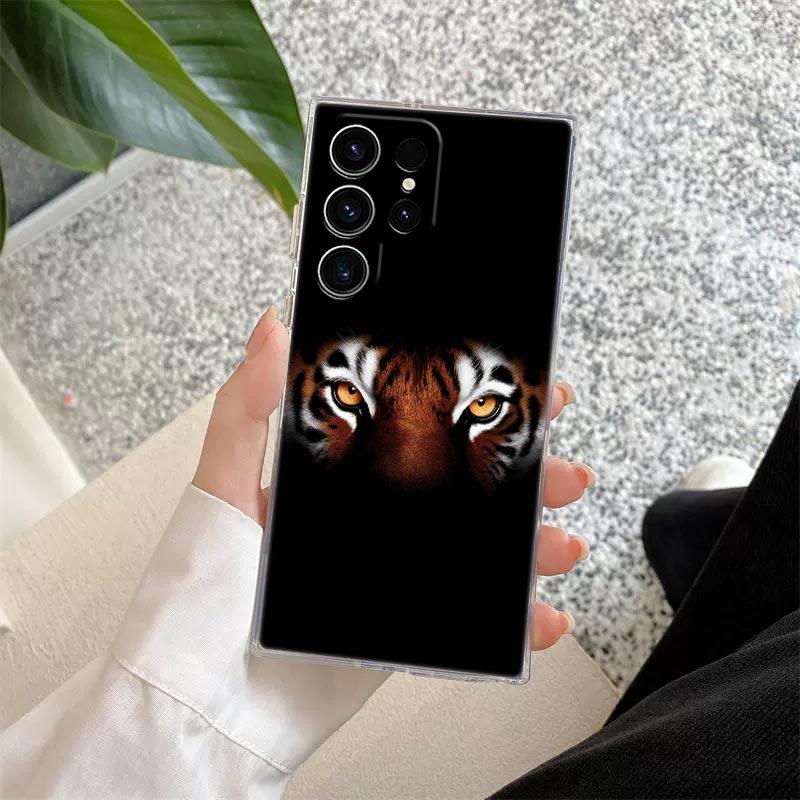 Прозрачный чехол с тиграми для Samsung Galaxy S26 S25 S24 S23 Ultra S20 S21 FE S22 Plus S26 Ultra S25FE Мягкий силиконовый чехол для телефона