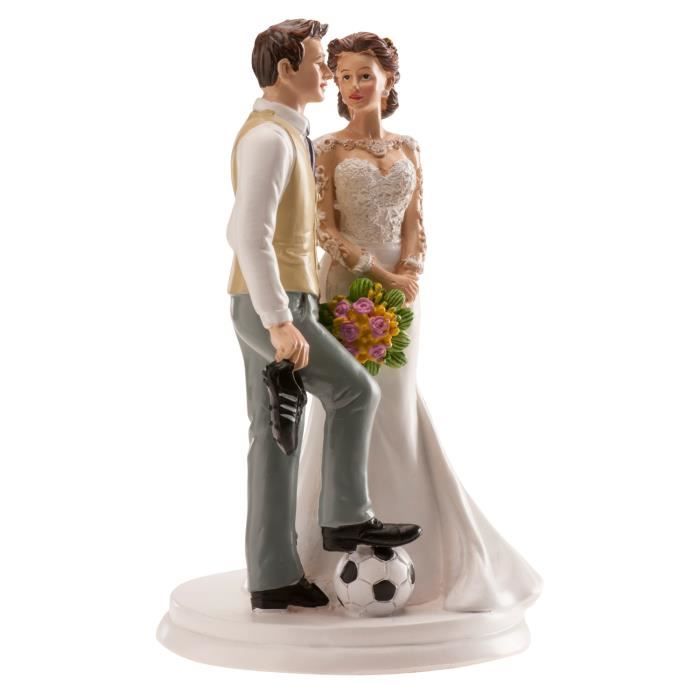 Figurine de Mariés Football - DEKORA - 18 cm - Résine - Blanc - Adulte