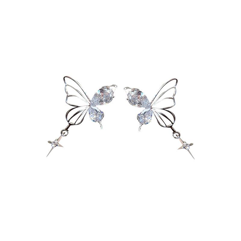 Irregular liquid zircon butterfly mosquito coil disc ear clips niche fashion temperament earrings cold wind earrings no earrings