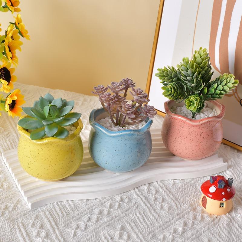 6 шт./набор цветных цветочных горшков для суккулентных растений, керамический горшок для кашпо, украшение для дома и офиса, горшок для бонсай