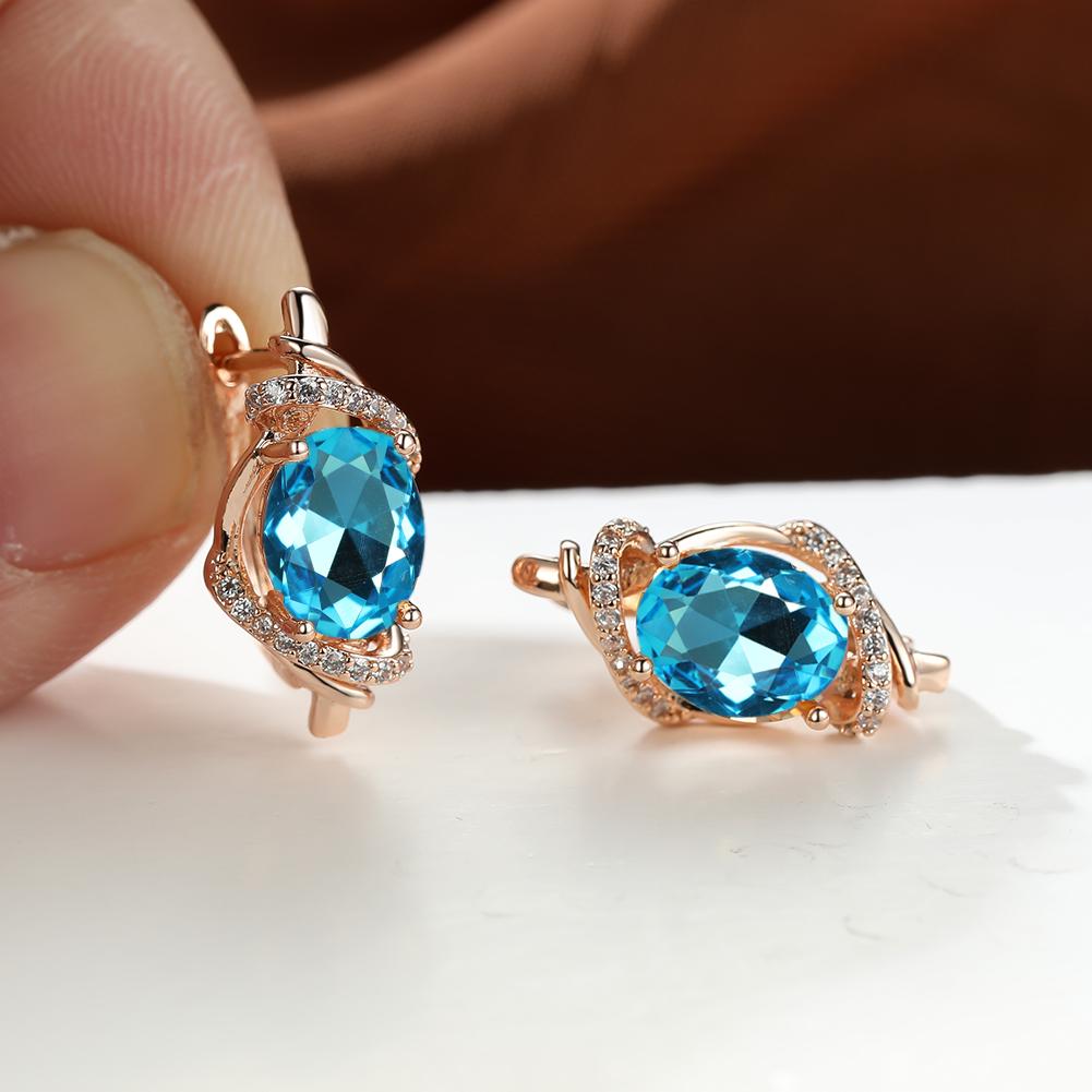 1 пара золотистого цвета Vine Geometry Round Oval Cut Pink Purple White Aqua Stone Party Серьги-кольца с камнем по рождению Висячие серьги Ювелирные изделия