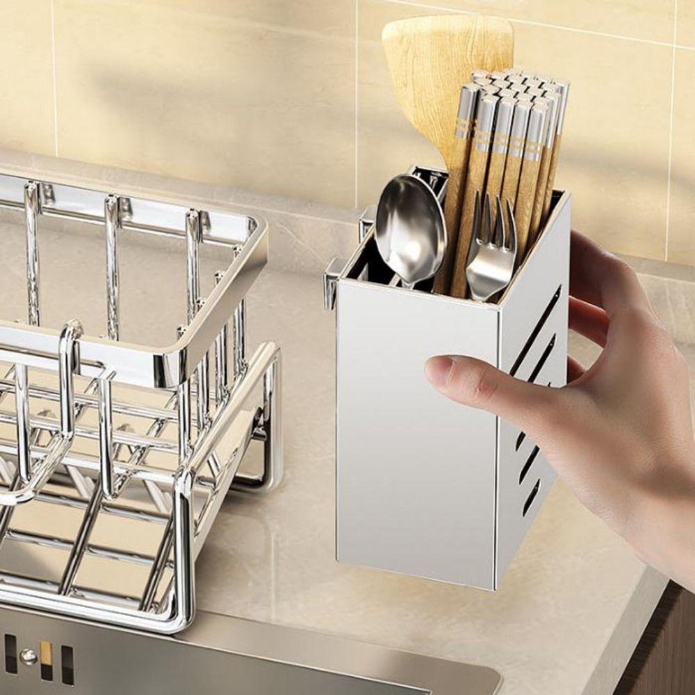 Self-Draining Sponge Holder Stainless Steel Dishcloth Rack Practical Sink Drain Rack for Home