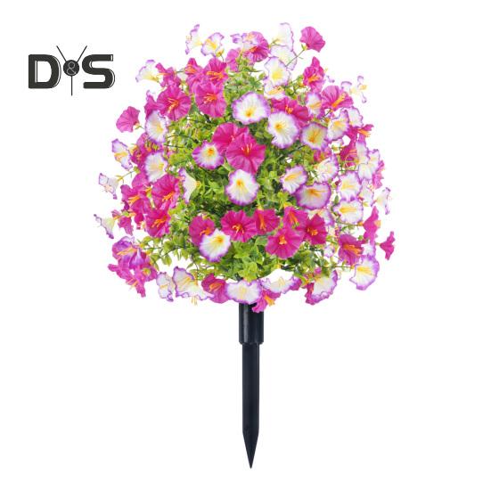 Искусственные цветы ипомеи, искусственный куст ипомеи с колышком для установки в грунт, реалистичная искусственная зелень, кустарники для улицы, для дома, для фермерского дома, для крыльца, для патио