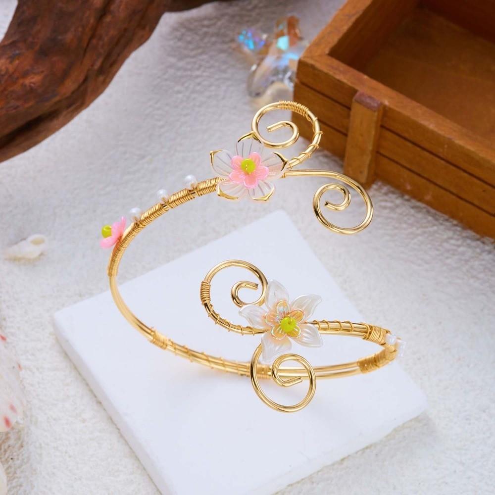 Baroque-style Baroque Flower Armlet Adjustable Floral Arm Band Upper Arm Cuff Vacation