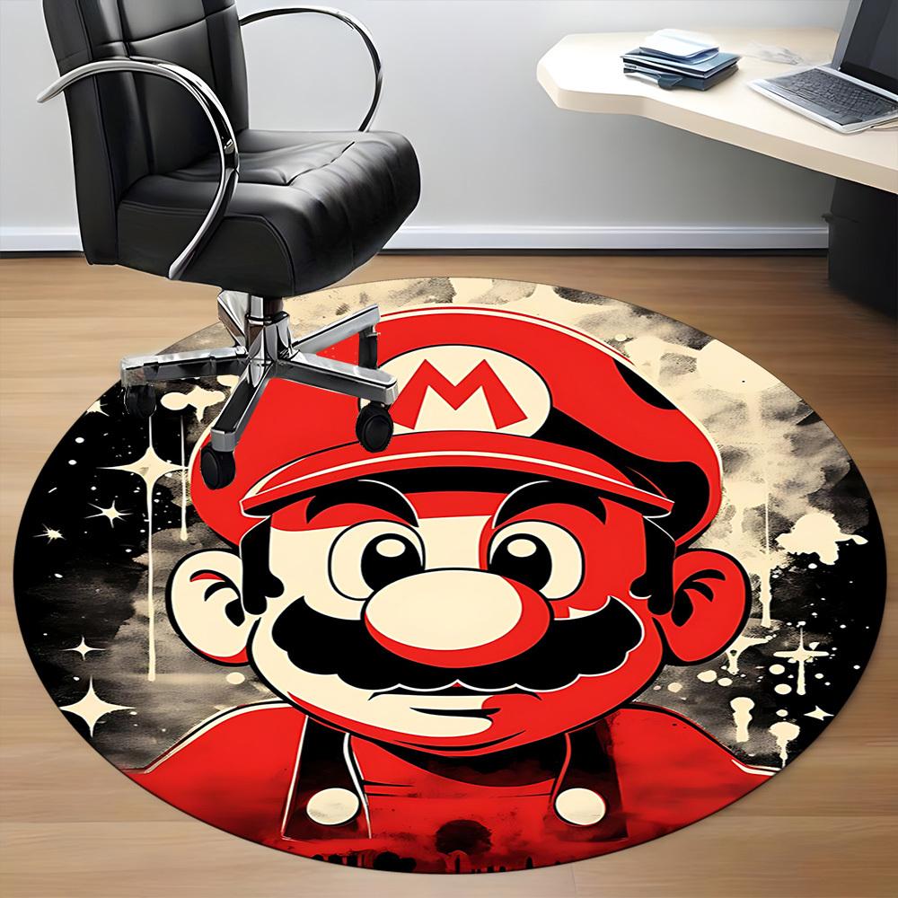 1pc Mario Bros Office Round Area Rug, Indoor Mat Suitable For Office, Bedroom Living Room Home Decor, Room Deco,  Offic a0926223