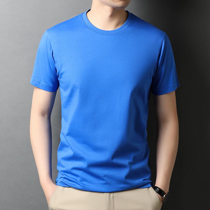 Summer New Solid Color Short-sleeved T-shirt for Young Men, Fashionable Cotton Thin Breathable Round-neck T-shirt
