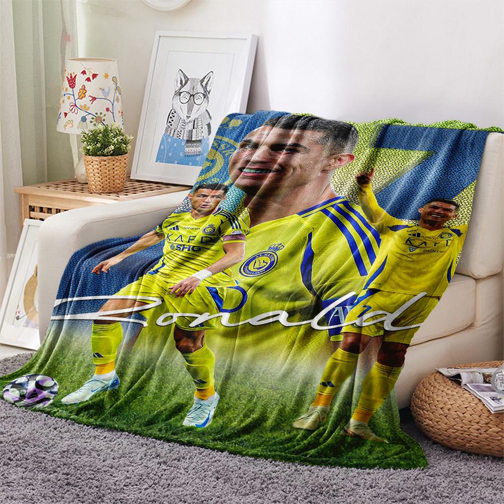 1Pc Ronaldo Print Flannel Blanket High Quality Warm Comfortable Cover for All Seasons Perfect for Gifts Home Decor