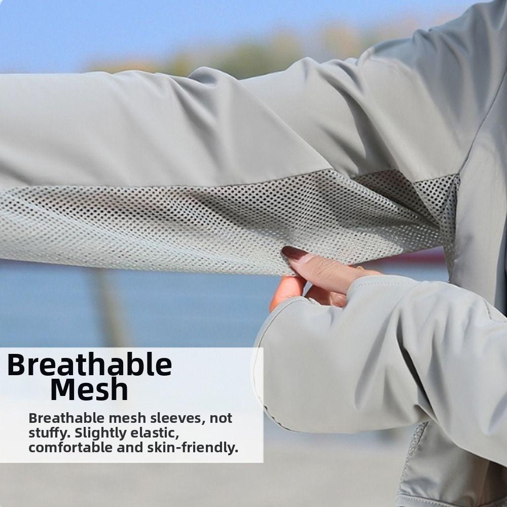 Long Sleeve Sun Protection Clothing Ice Silk Thin Crop Top Sunshade Cloak Sun Protection