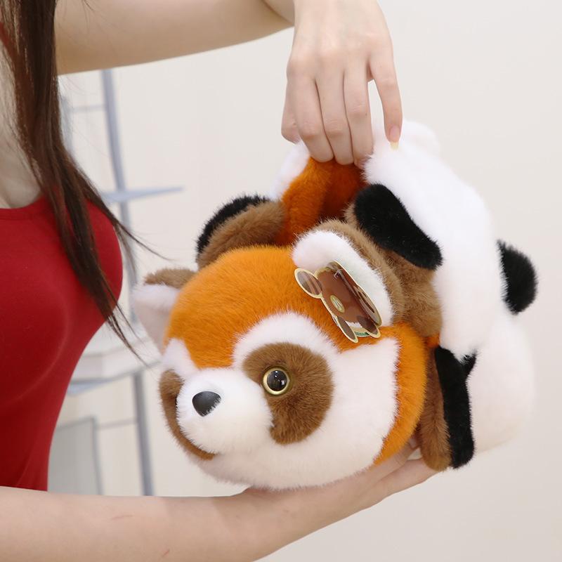Кукла Красная Панда Крадущаяся Переворачивается и Трансформируется В Имитацию Куклы Гигантской Панды, Мягкую Игрушку Енота, Пингвина