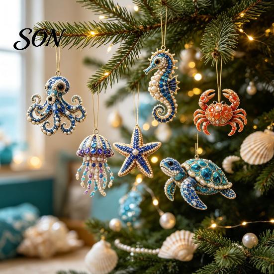 Acrylic Holiday Decorations Marine Life Advent Calendars 2026, 24 Days Christmas Countdown Calendar with 2D Festival Atmosphere Gift Turtle