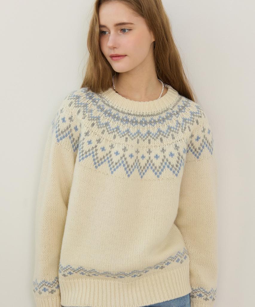 NONLOCAL Nordic Jacquard Merino Wool Knit - Ivory