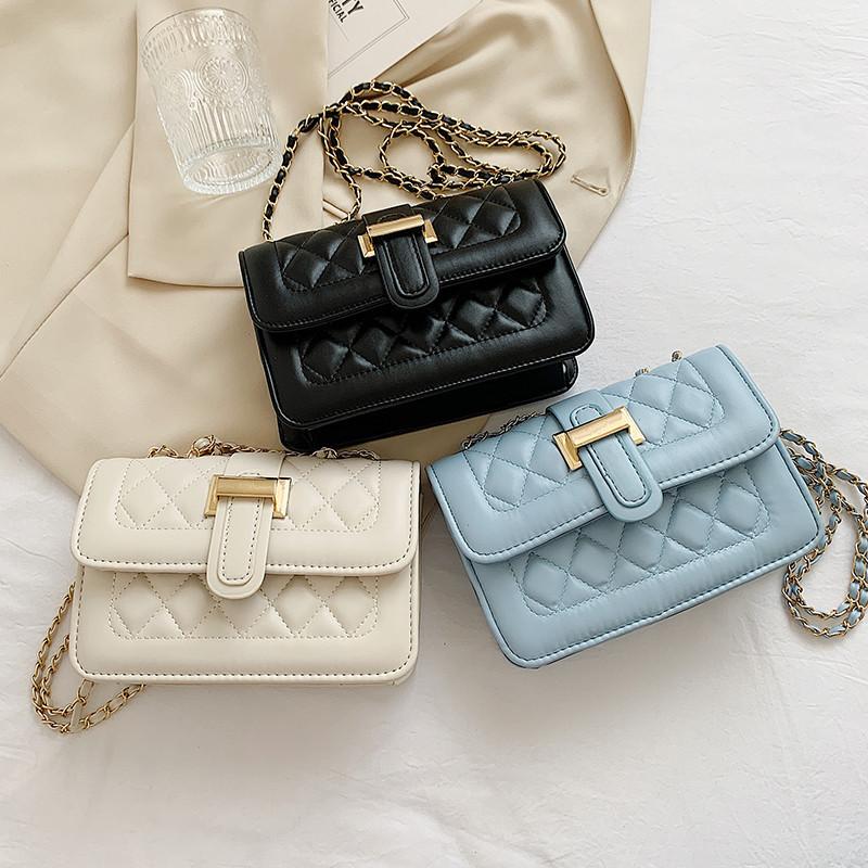 Trendy Korean Small Womens Bag 2021 New Urban Simple Pu Diamond Quilted Chain Bag