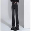 2022 весна осень новые корейские однотонные брюки расклешенные джинсы женские прямые облегающие брюки с высокой талией стрейч винтажные женские брюки