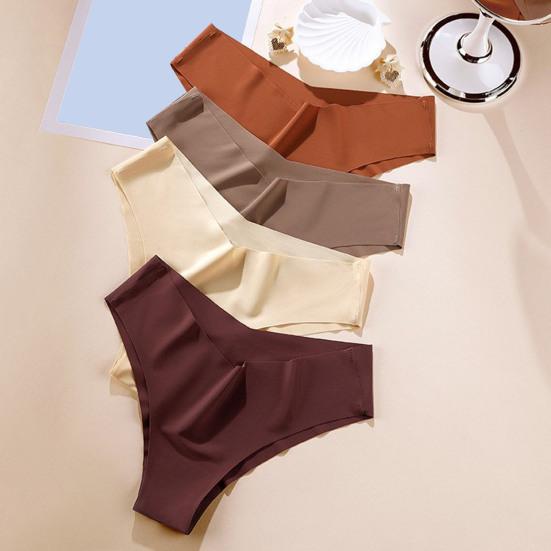 Women Panties Seamless Mid Waist Ice Silk Good Breathability Solid Color Slim Fit Thin Quick Dry Casual Sport Underpants Lady Briefs